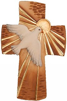 Dekorácie - Drevený kríž mieru (18cm - Pestrofarebná) - 14621802_