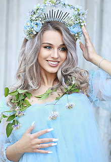 Ozdoby do vlasov - Romantická korunka - modrá - 14624178_