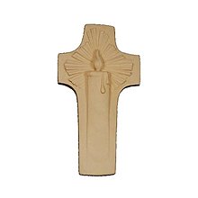 Dekorácie - Drevený kríž svetla (15cm - Béžová) - 14625333_