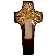 Dekorácie - Drevený kríž svetla (15cm - Pestrofarebná) - 14625334_