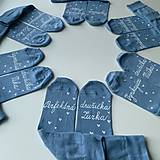 Ponožky, pančuchy, obuv - Maľované ponožky pre najlepšiu družičku (modré s bielou maľbou) sada 6 párov - 14624560_