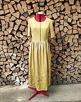 Žlté ľanové šaty - 3D lúka (rôzne farby)