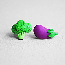 Náušnice - Zeleninka (Brokolička a baklažán) - 14628238_