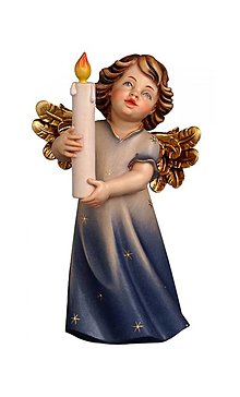 Dekorácie - Mária anjel so sviečkou (19cm - Pestrofarebná) - 14627079_