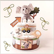 Detské doplnky - Plienková torta "SAFARI SLONÍK" - 14628900_