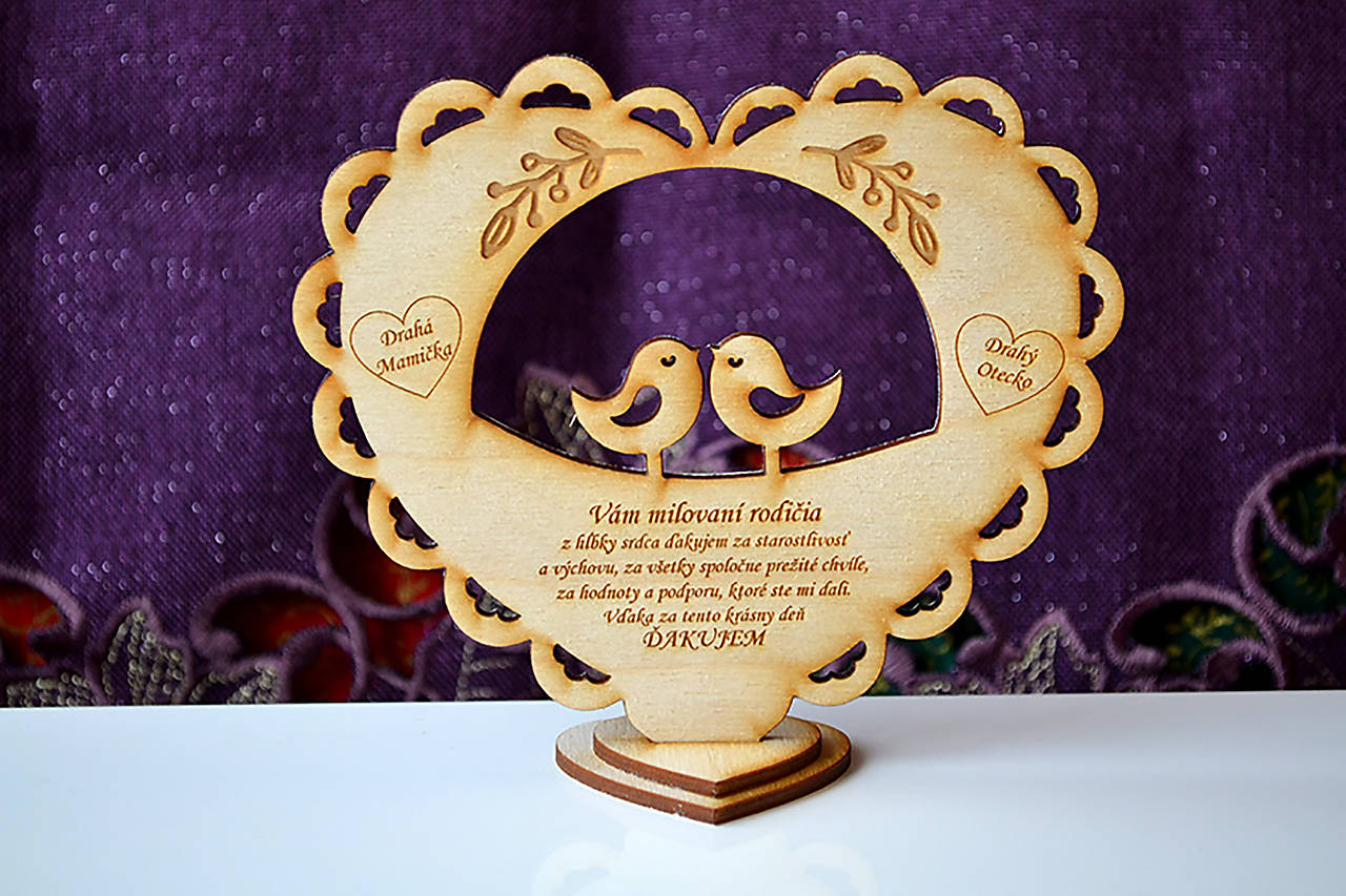 Poďakovanie pre rodičov srdce a holúbky 