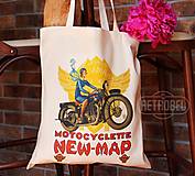 Nákupné tašky - Plátená taška s potlačou New Map motocyclette - retro plagát - 14630631_