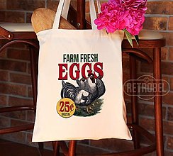 Nákupné tašky - Plátená taška s retro potlačou - Farm Fresh Eggs - 14630657_