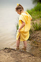 Úžitkový textil - Detské plážové pončo (Žlté 5-7 rokov) - 14630025_