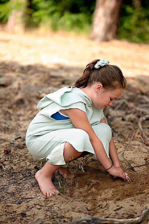 Župany - Detské plážové pončo (Mentolové 8-10 rokov) - 14630053_