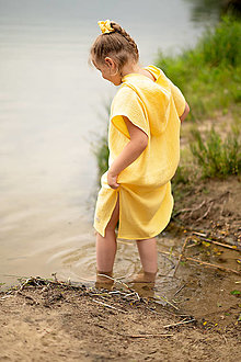 Úžitkový textil - Detské plážové pončo (Žlté 5-7 rokov) - 14630025_