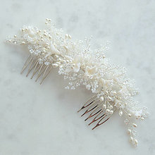 Ozdoby do vlasov - Trblietavý kvetinový hrebienok  (Biela) - 14630678_