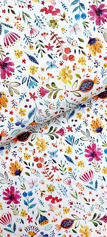 Textil - 100% premium bavlna, farebné kvety - 14631658_