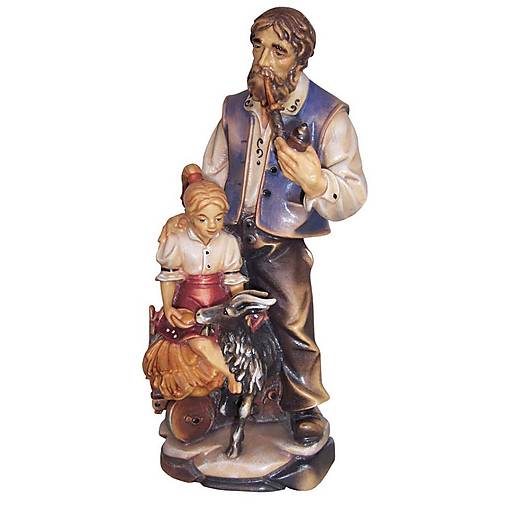 Dekorácie - Farmár s dievčaťom a kozou (20 cm - Pestrofarebná) - 14630450_