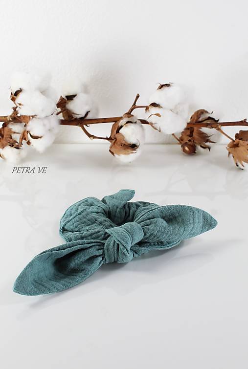 Ozdoby do vlasov - Látková gumička, scrunchie - tmavá mäta (Bez mašle) - 14630240_