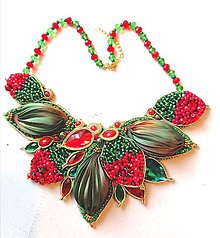 Náhrdelníky - Červeno zelený náhrdelník - 14629606_