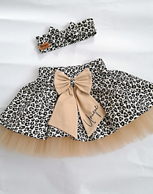 Detské oblečenie - Leopardia sukňa s tylom béžová - 14632182_
