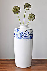 Dekorácie - Porcelánová váza kobaltová velká - Kočky - 14633325_