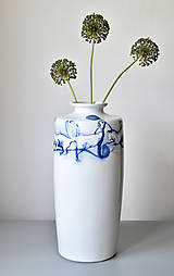 Dekorácie - Porcelánová váza kobaltová velká - Kočky - 14633328_
