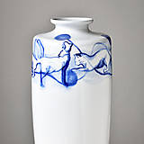 Dekorácie - Porcelánová váza kobaltová velká - Kočky - 14633329_