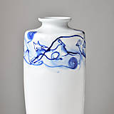 Dekorácie - Porcelánová váza kobaltová velká - Kočky - 14633330_