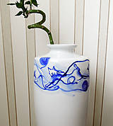 Dekorácie - Porcelánová váza kobaltová velká - Kočky - 14633331_