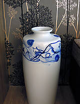 Dekorácie - Porcelánová váza kobaltová velká - Kočky - 14633333_