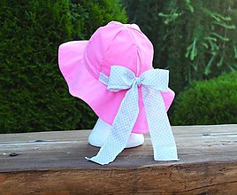 Detské čiapky - Detský letný klobúčik- ružovo / sivý - 14633038_