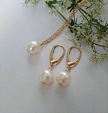 Sady šperkov - Prívesok a náušnice - perly v pozlátenom striebre Ag925/1000 - 14633297_