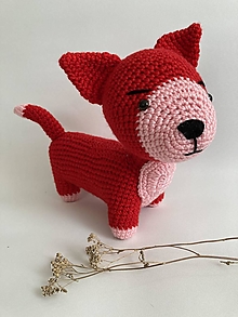 Hračky - pes/psík červeno/ružový - 14632734_