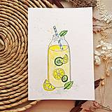 Obrazy - Akvarelová maľba Letný drink / akvarelová ilustrácia - 14634785_