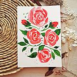 Obrazy - Akvarelová maľba Voňavé ruže / akvarelová ilustrácia - 14634798_