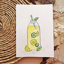 Obrazy - Akvarelová maľba Letný drink / akvarelová ilustrácia - 14634785_