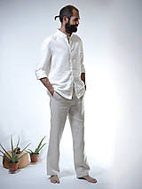 Pánske oblečenie - Ľanová košeľa MICHAL biela - 14633689_