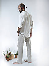 Pánske oblečenie - Ľanová košeľa MICHAL biela - 14633691_