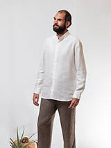 Pánske oblečenie - Ľanová košeľa MICHAL biela - 14633694_