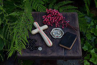 Dekorácie - Svadobný krížik z javorového dreva (variant V.) - 14637043_