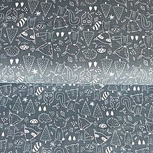 Textil - lesné zvery na šedej, 100 % bavlna Francúzsko, šírka 140 cm - 14637715_