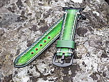 Náramky - Kožený remienok pre apple hodinky zelený II - 14637392_