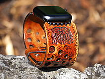 Náramky - Kožený remienok pre apple hodinky hnedo čierny  s dierkami - 14637455_