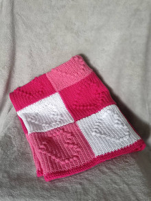 Detský textil - Detská deka pre dievčatko - ružové srdiečka - 14636249_