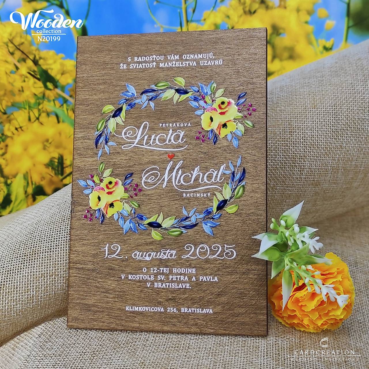Drevené svadobné oznámenie N20199 (101 a viac ks)