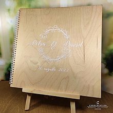 Papiernictvo - Svadobná kniha hostí drevený obal KN002WB - 14636948_