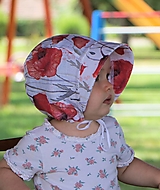 Detské čiapky - Letný detský ľanový čepček maky - 14640087_