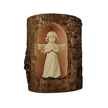 Dekorácie - Anjel Mária v dreve (8,5cm - Béžová) - 14638505_