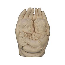 Sochy - Chlapček a dievča v ochrannej dlani (7cm - Béžová) - 14638633_