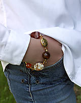 Sady šperkov - Štýlový Náramok aj klipsne z jantáru, achátu a jaspisu "Letné slnko" - 14640198_