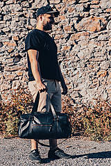 Veľké tašky - Kožená cestovná taška Atlas  (Čierna) - 14640888_