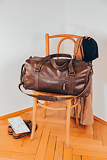 Veľké tašky - Kožená cestovná taška Atlas  (Hnedá) - 14640900_