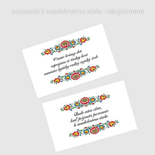 Papiernictvo - Pozvanie k svadobnému stolu - obojstranné - 14640828_